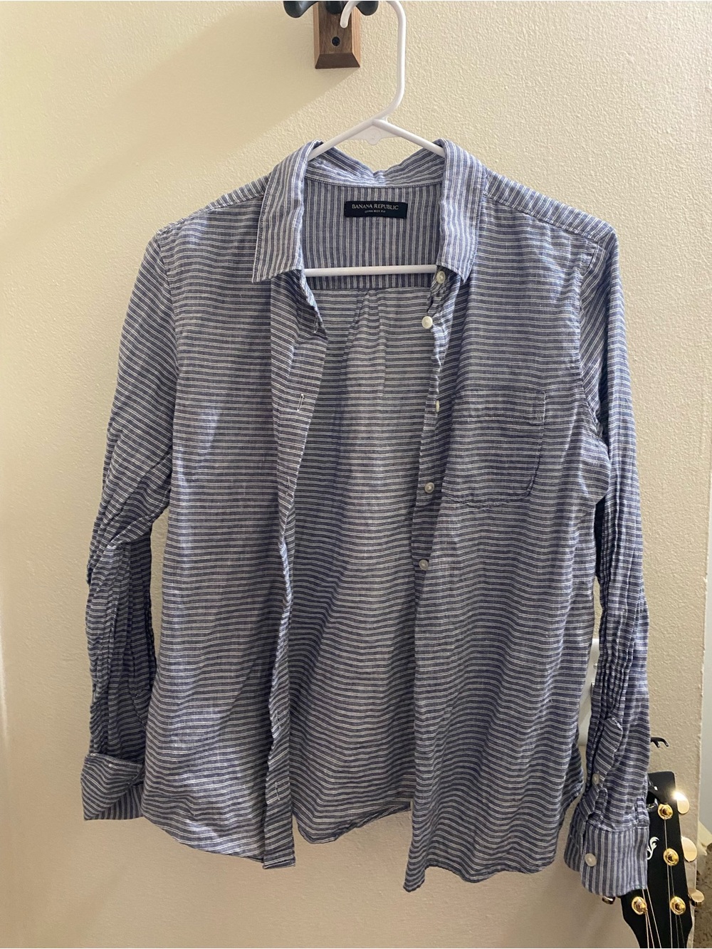 Banana Republic Blue and White Striped Button-Down Shirt